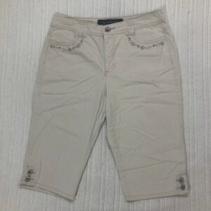 Gloria Vanderbilt Capri Pants Floral Detail The Perfect Fit Size Women's Size 10
